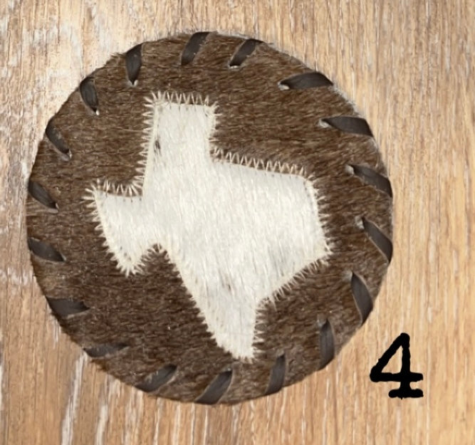 Cowhide Texas coasters 