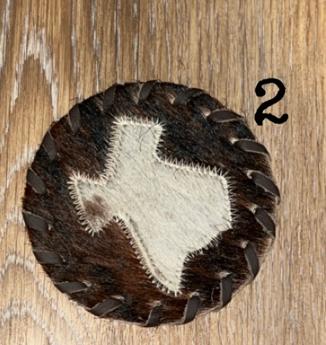 Cowhide Texas coasters 