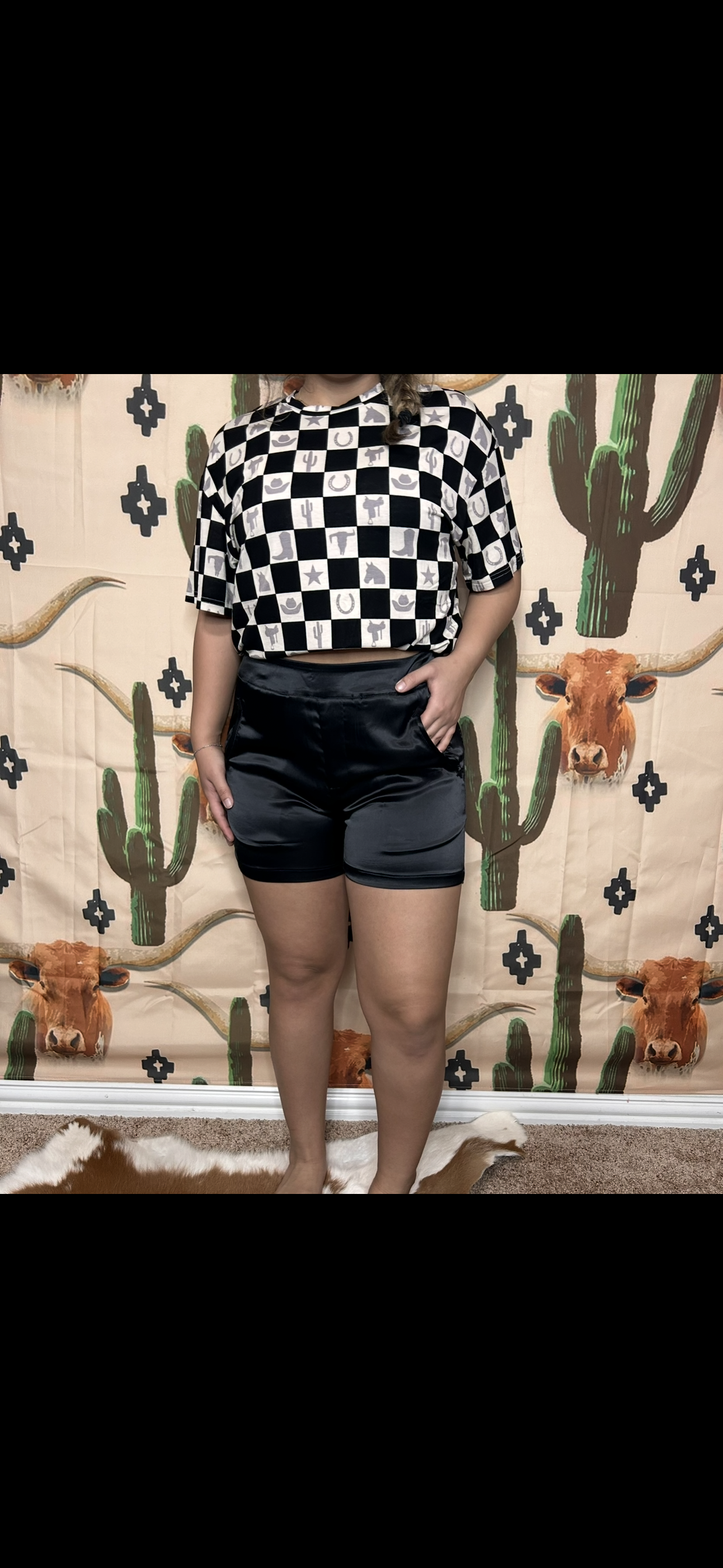 Black tuxedo shorts