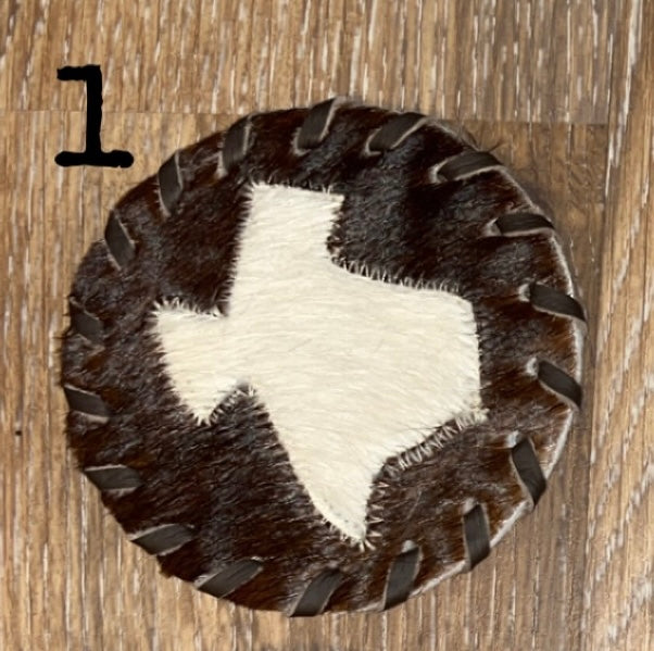 Cowhide Texas coasters 