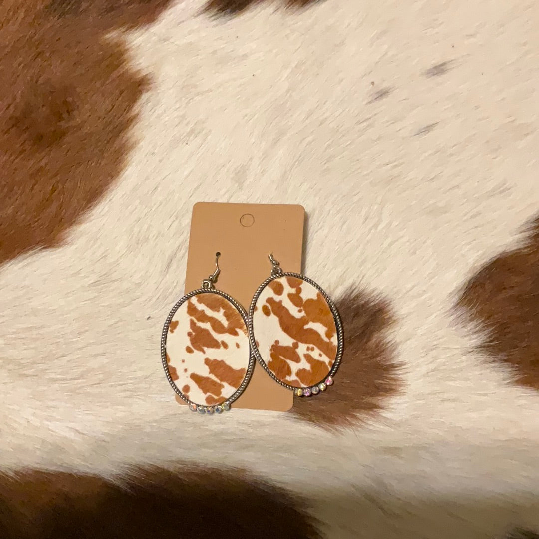 Rhinestone Cow earrings