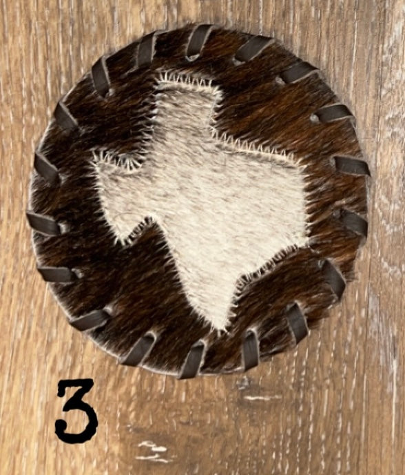 Cowhide Texas coasters 
