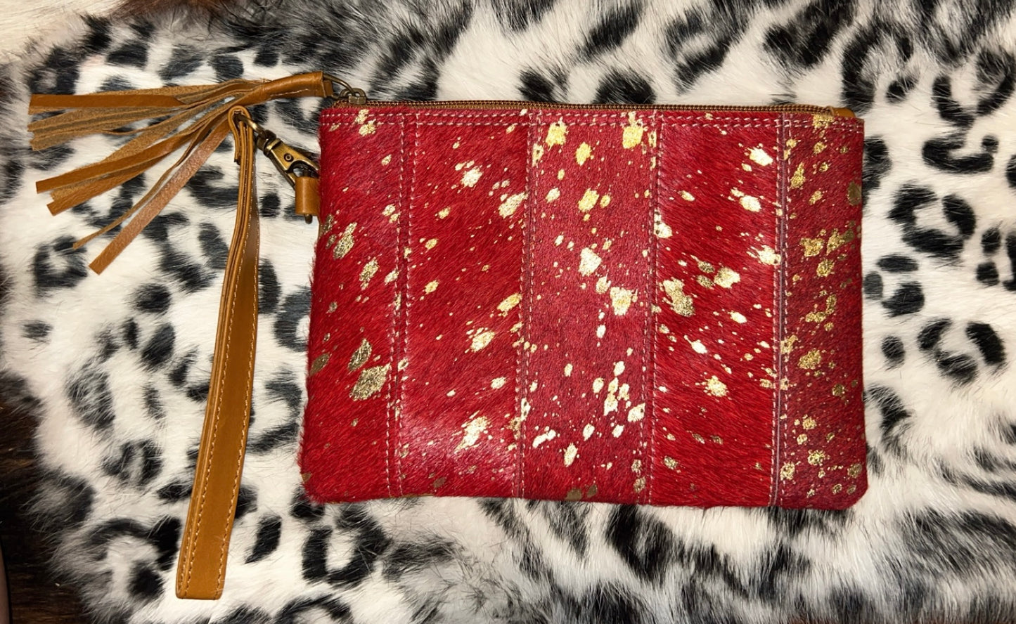 Cowhide with leather back wristlets