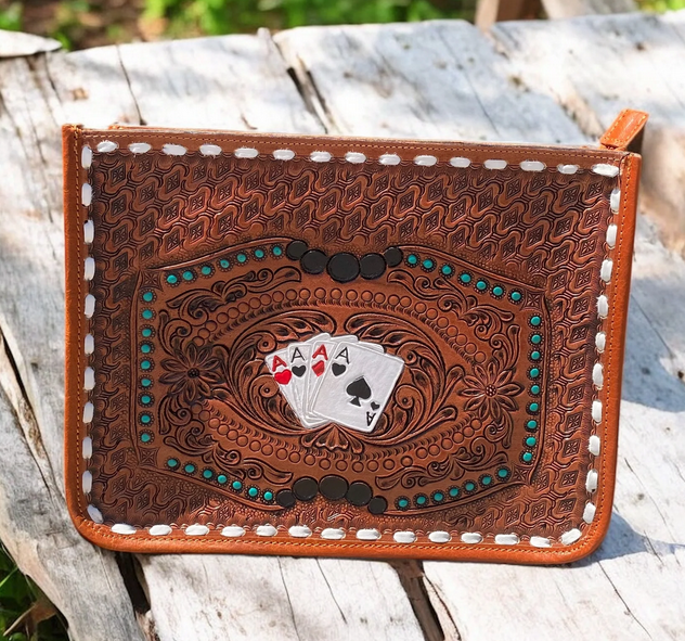 Cards Tooled Leather Crossbody