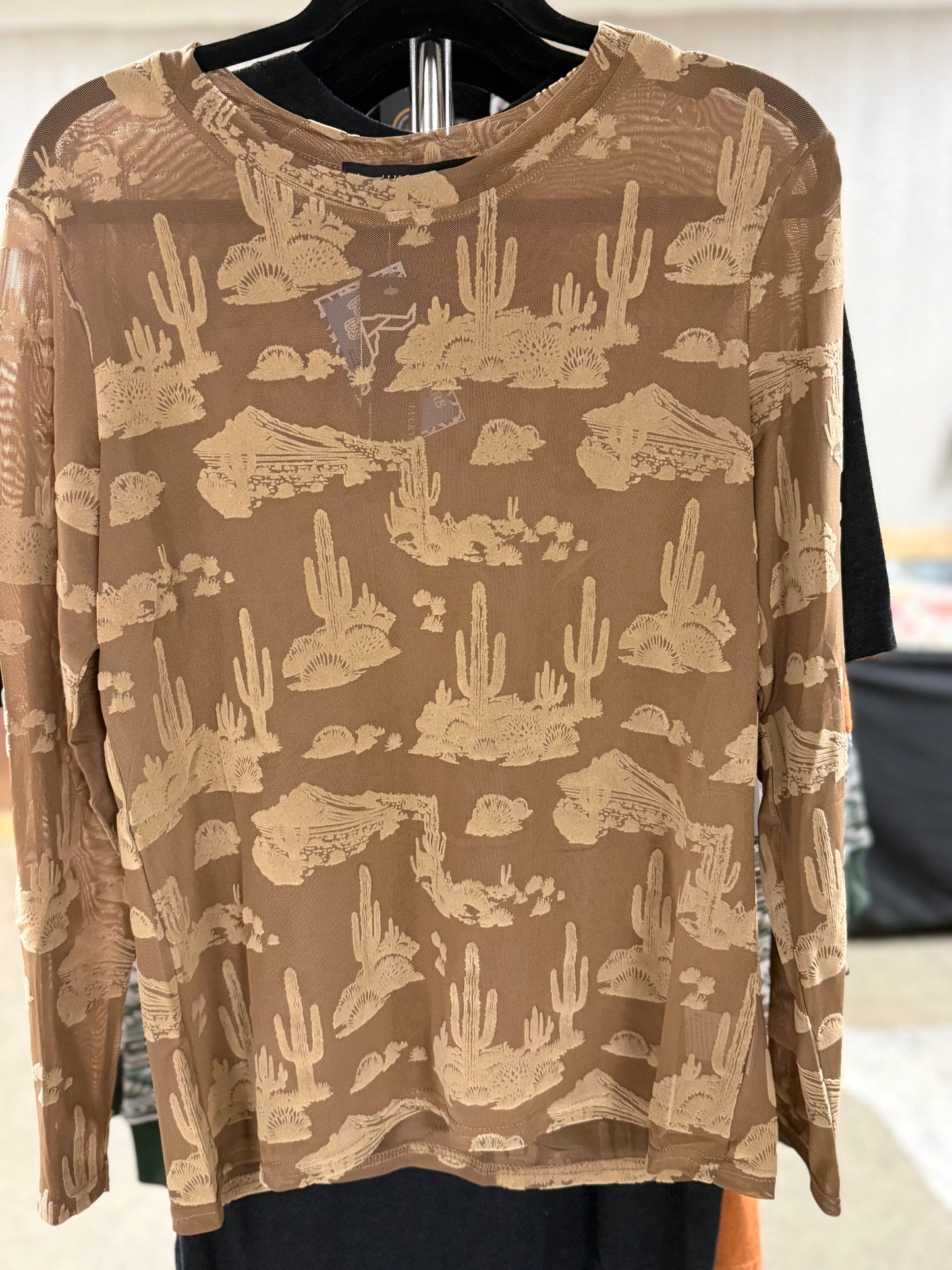 Cactus & Cowboys Velvet Mesh Layering Top