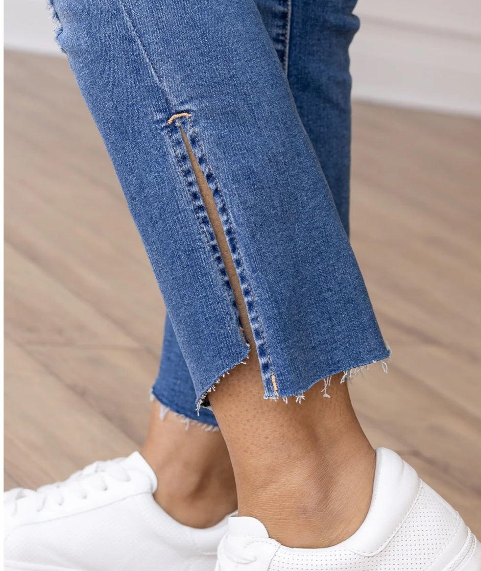 THE MAYA MID WASH SLIT JEANS