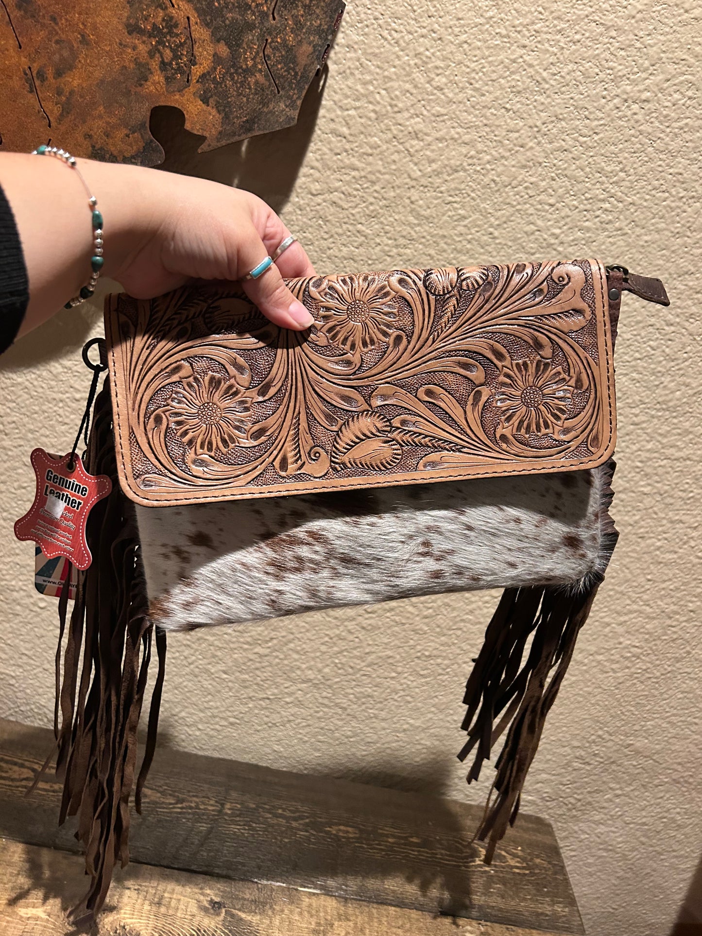 Ohlay tooled Flap & Cowhide