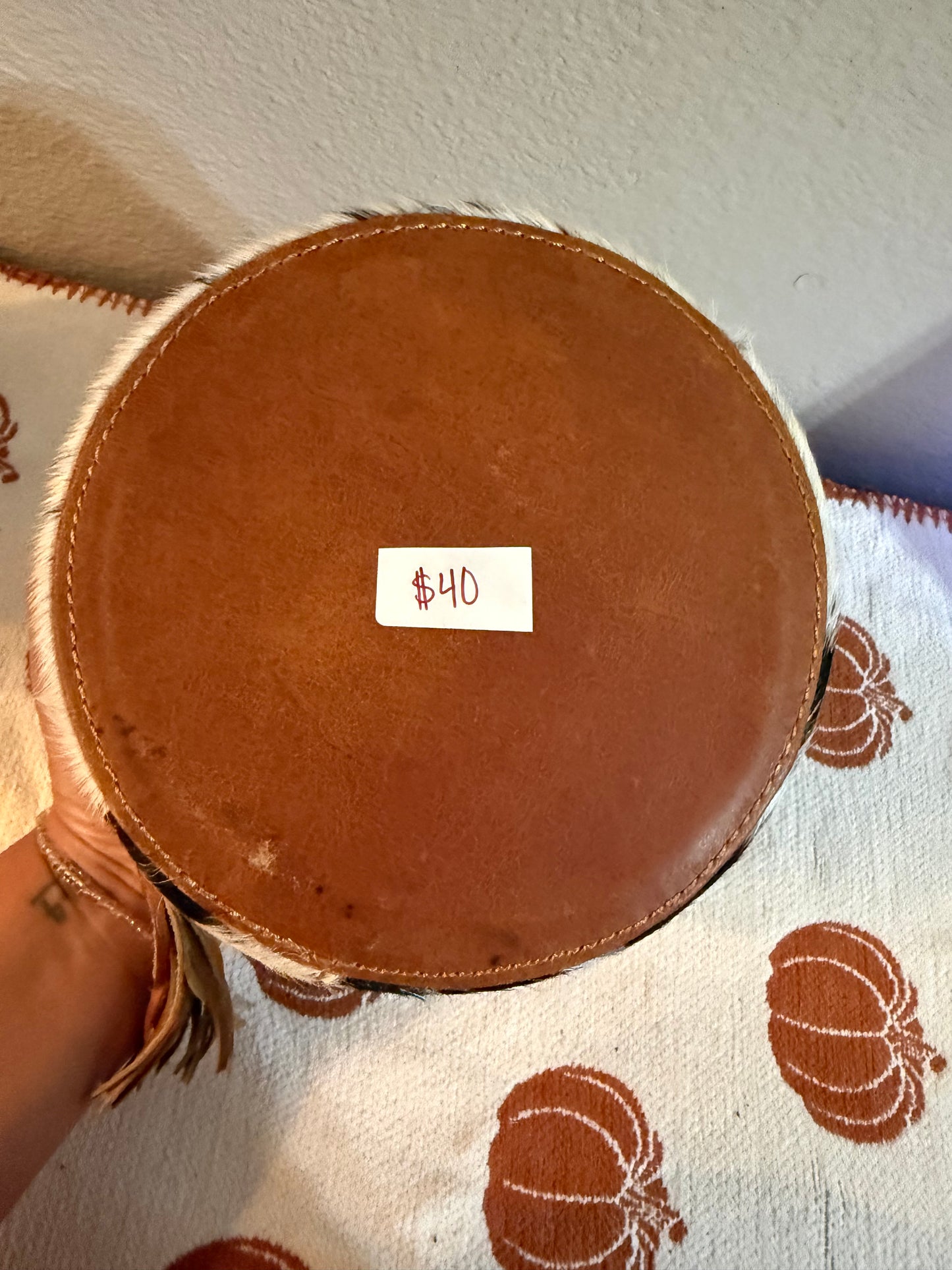 Pistol tooled leather & cowhide jewelry box