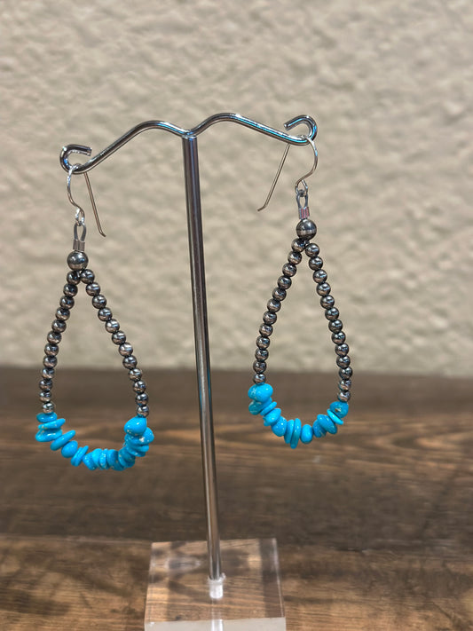 Kingman Turquoise- Sterling Silver Pearl 3MM