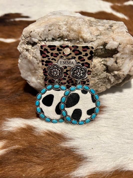 Cow & turquoise earrings