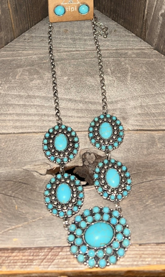 (5) Turquoise necklace & stud earrings kits