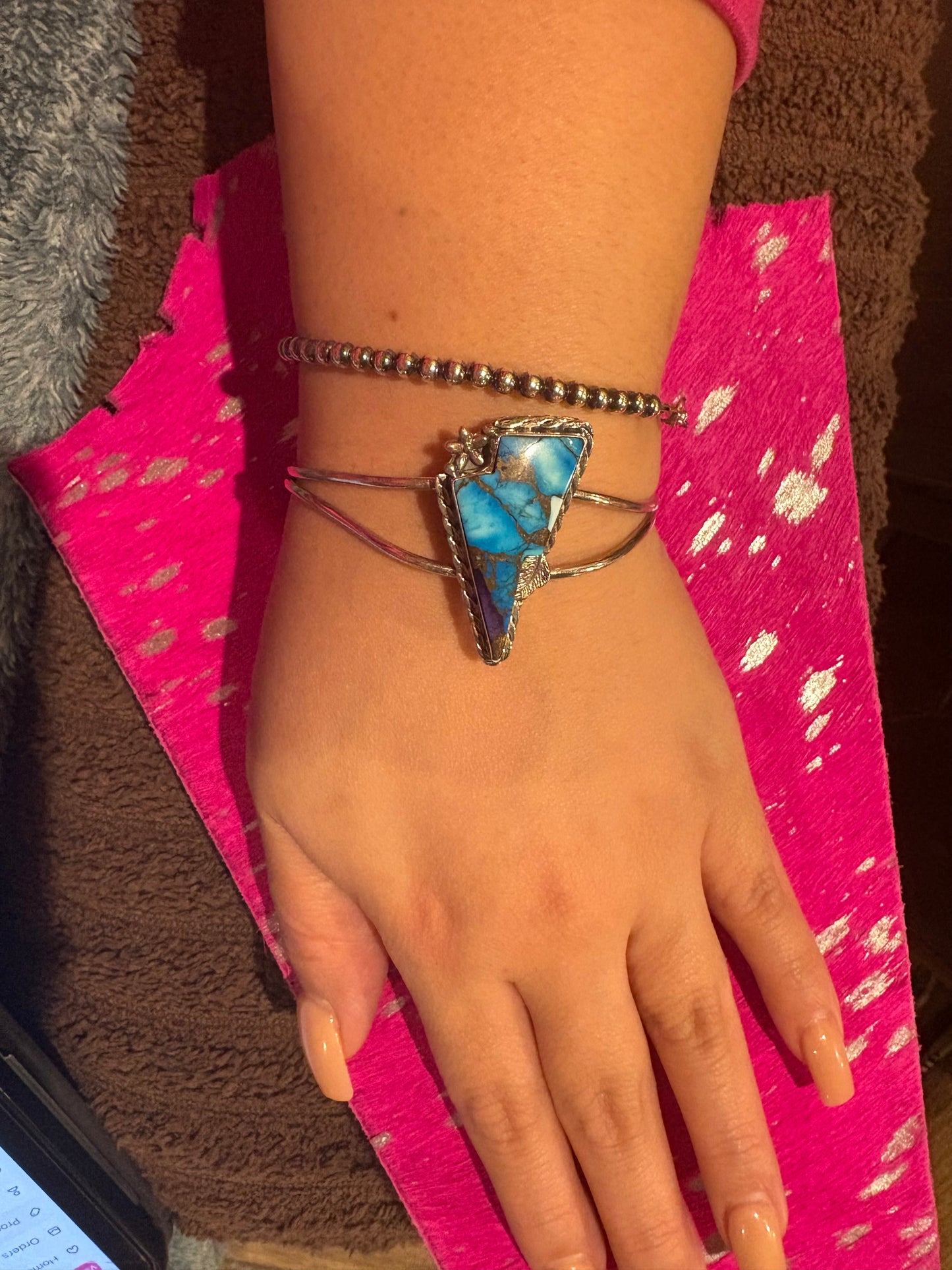 Sterling silver lighting bolt cuff bracelet