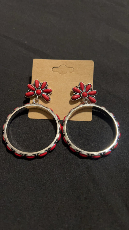 Red hoop earrings