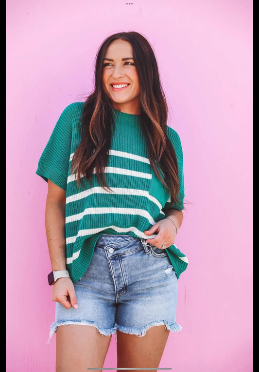 She sky Emerald striped sweater