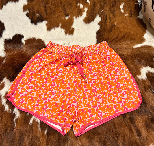 Pink & orange cheetah shorts