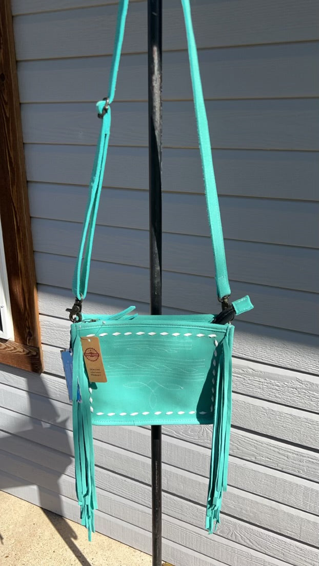 Turquoise Boot stitch Purse