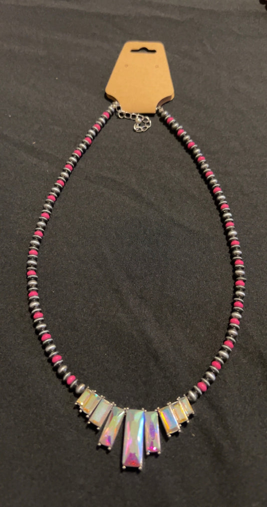 Pink blind & Faux Navajo necklace