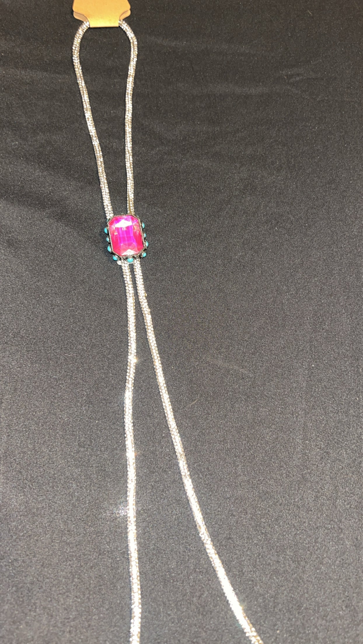 Bolo tie pink bling