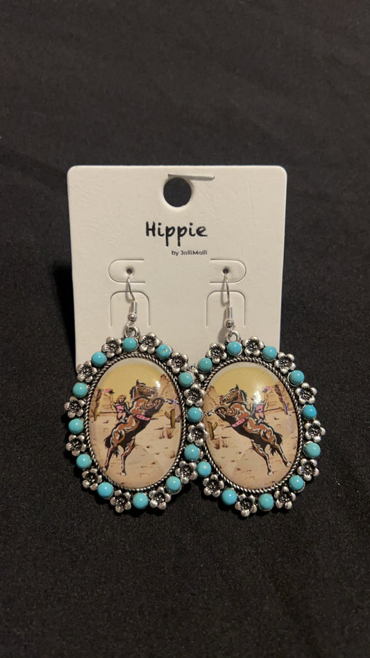 Buckin horse earrings