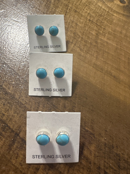 Sterling Silver- turquoise Circle Studs