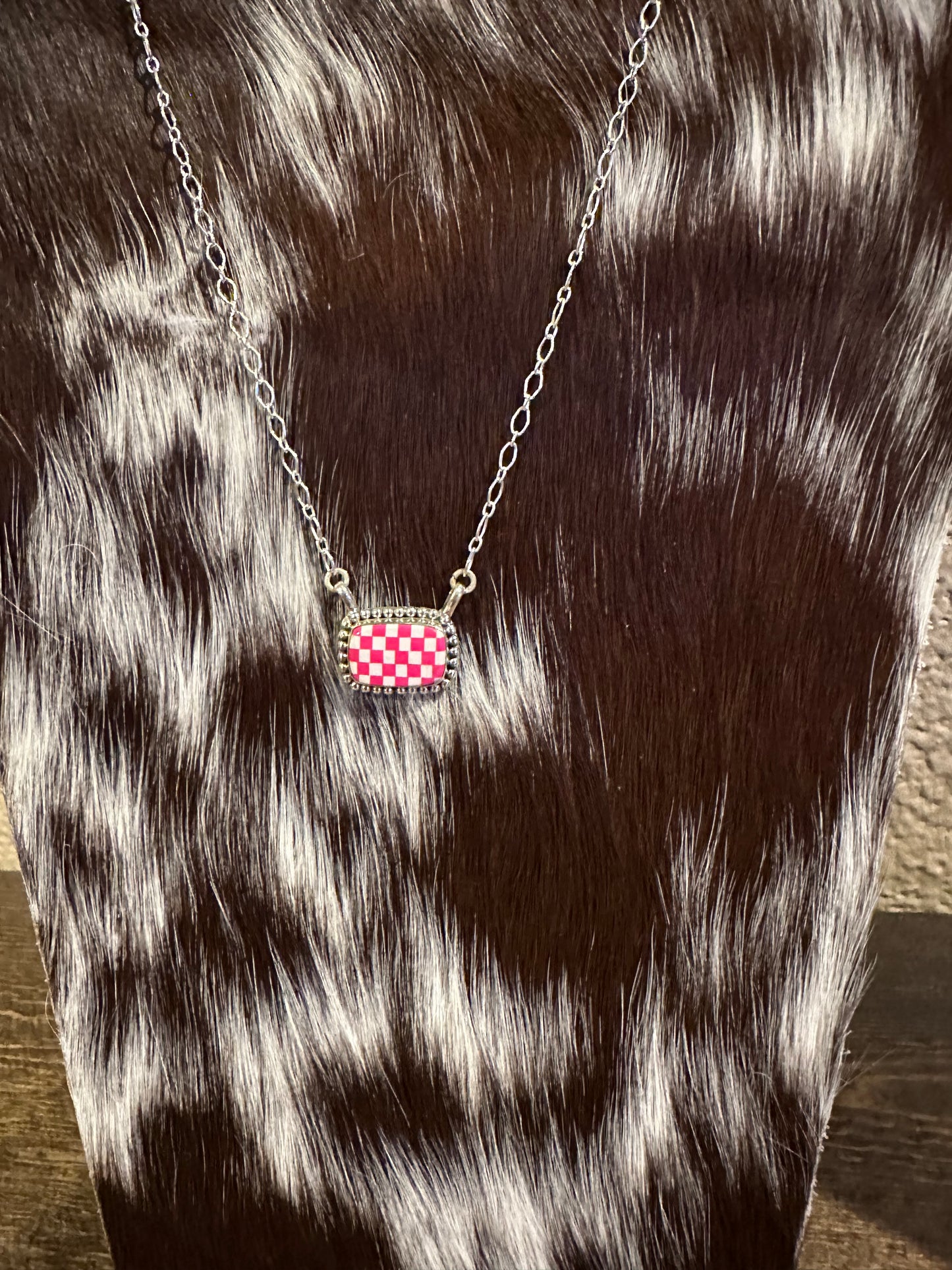 Inlaid Checker Necklace