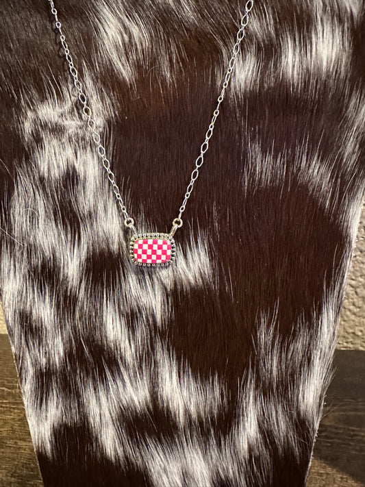 Inlaid Checker Necklace
