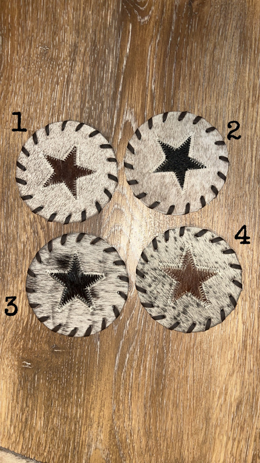 Cowhide star coasters