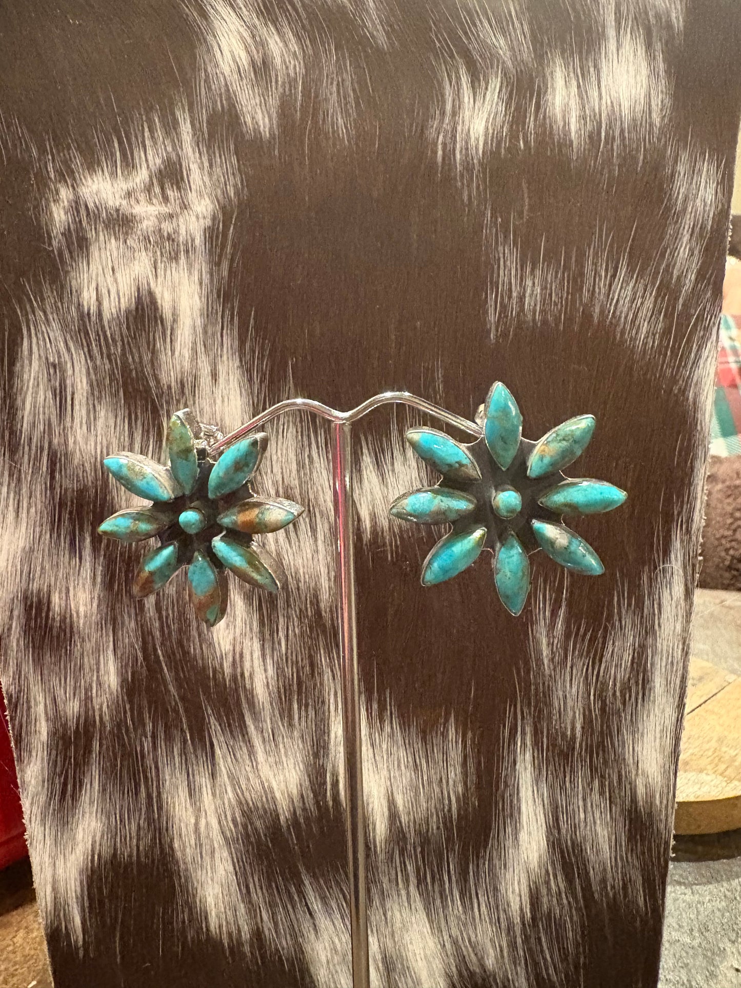 Sterling silver turquoise flower