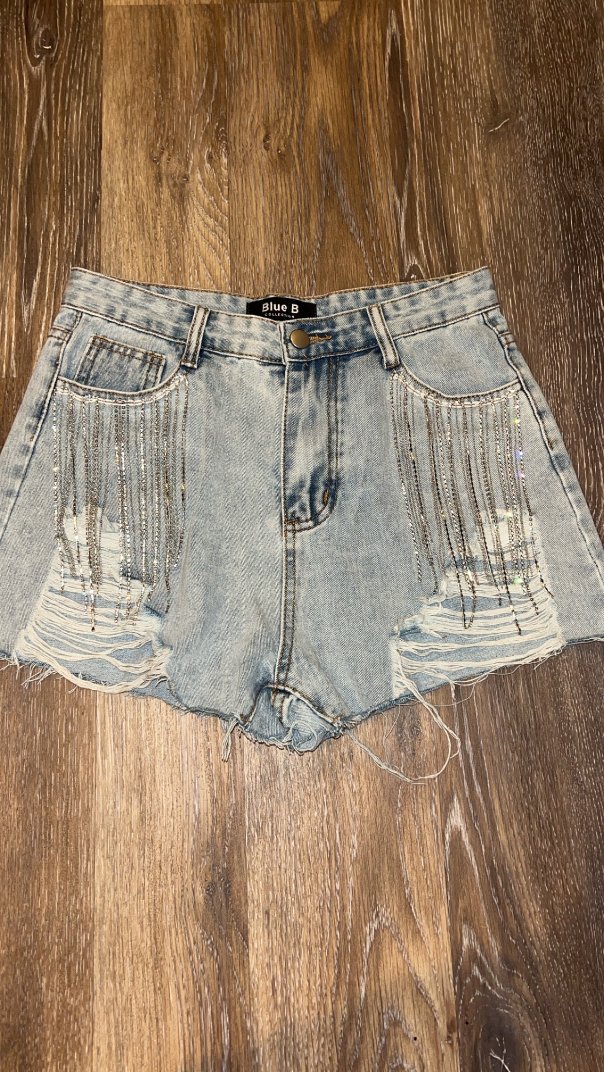 Blue B rhinestone shorts