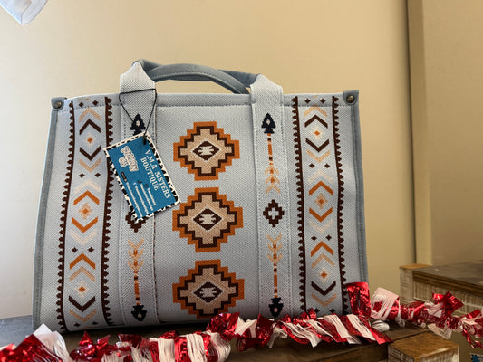 Blue  Aztec Retro Arrows Dual Sided Print Large Tote/Crossbody