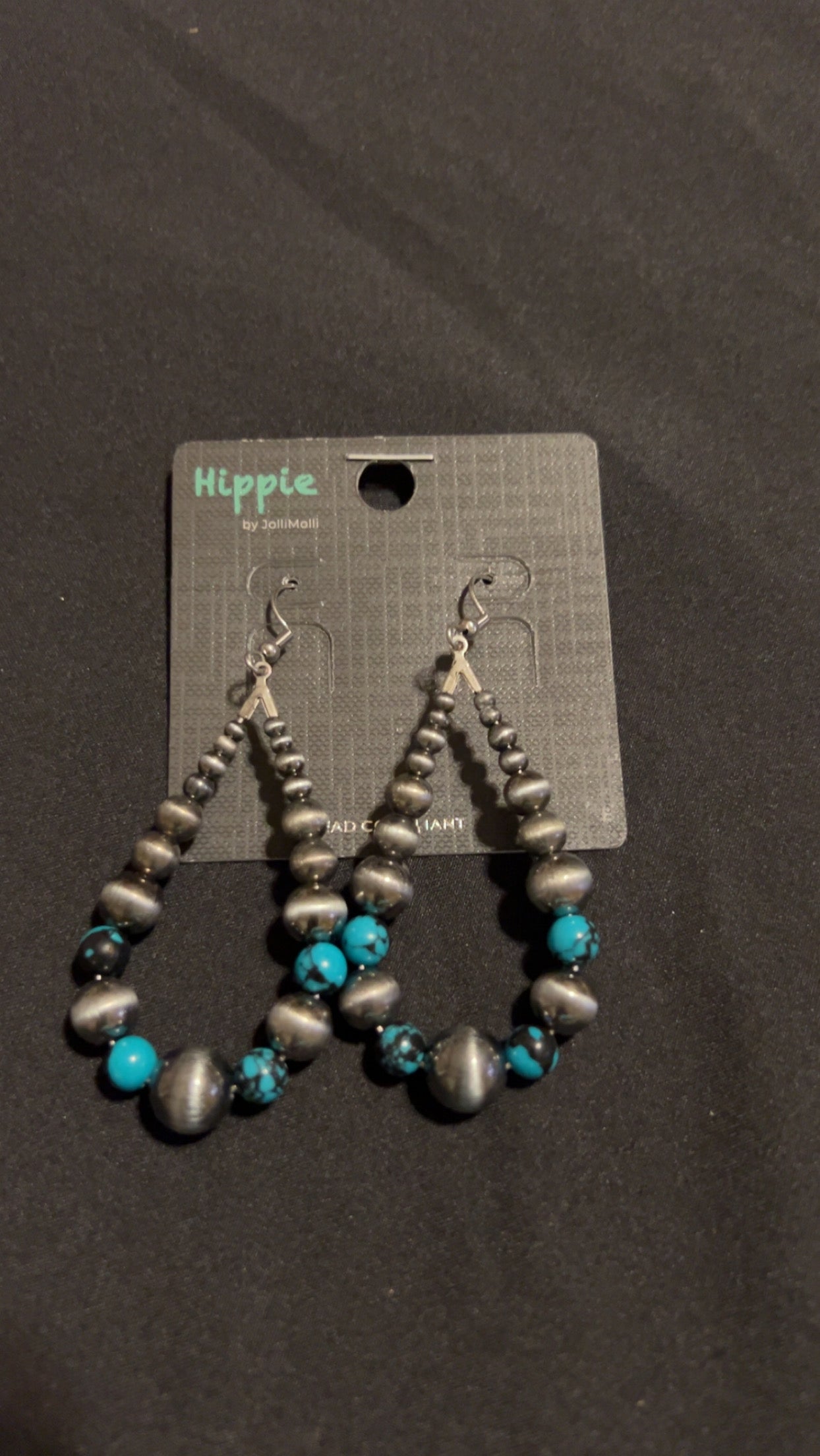 Faux Navajo & turquoise teardrop earrings