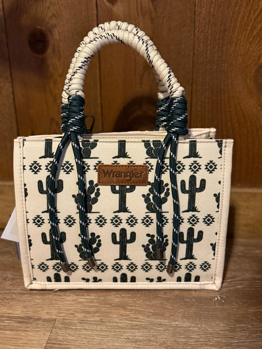 Wrangler Cactus Print Rope Tote/Crossbody -Beige