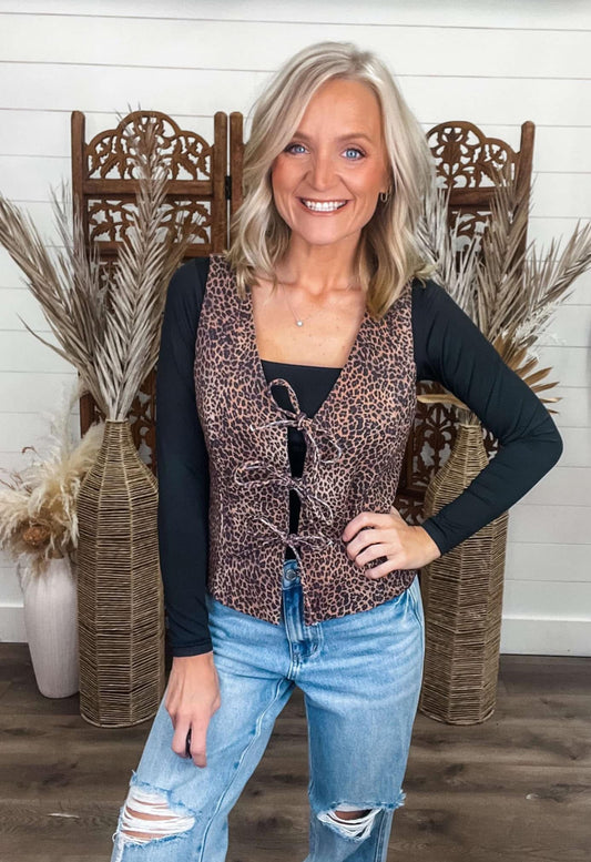 Leopard tie vest