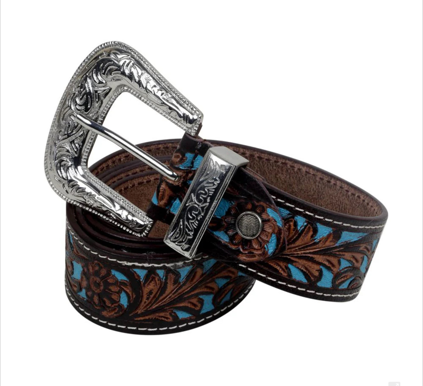 Turquoise Trail Western Floral Belt