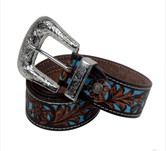 Turquoise Trail Western Floral Belt