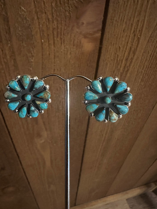 Navajo cluster sterling silver studs