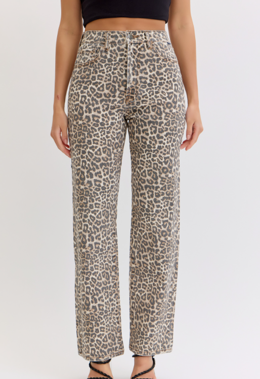 Leopard Washed Boyfriend Jeans